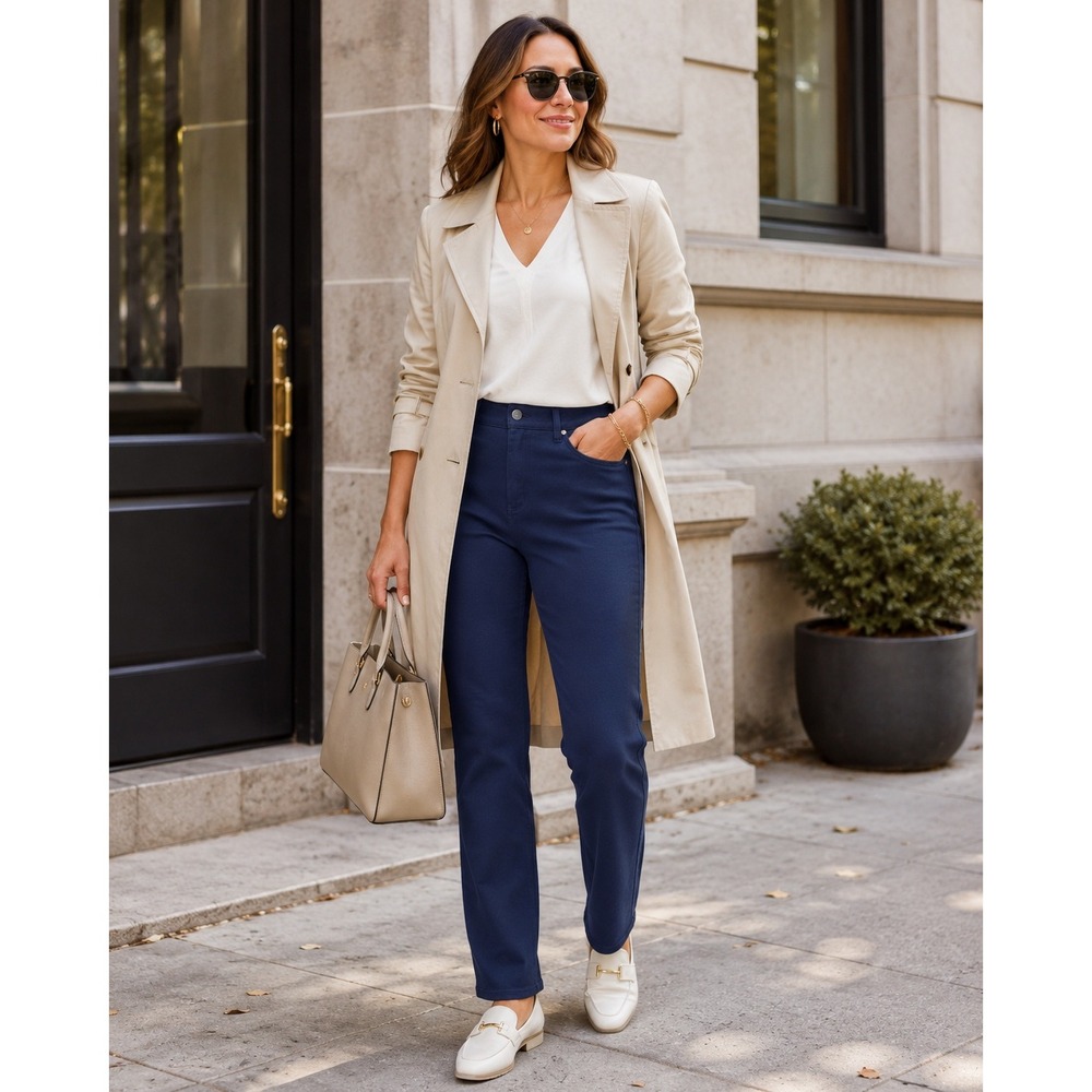 NYDJ Straight Leg Pants Women 16 Navy Excellent Lift Tuck Stretch M11ZMS2299